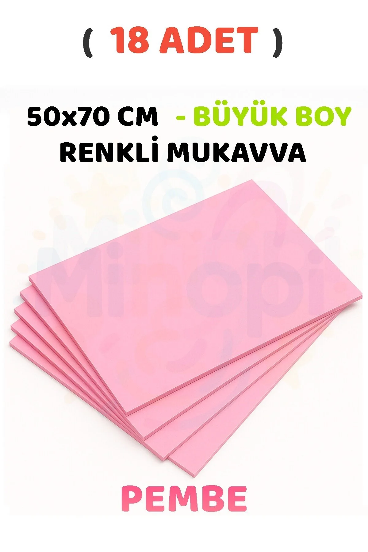 Renkli Mukavva 18 Adet 50x70 cm Sert Karton Mukavva